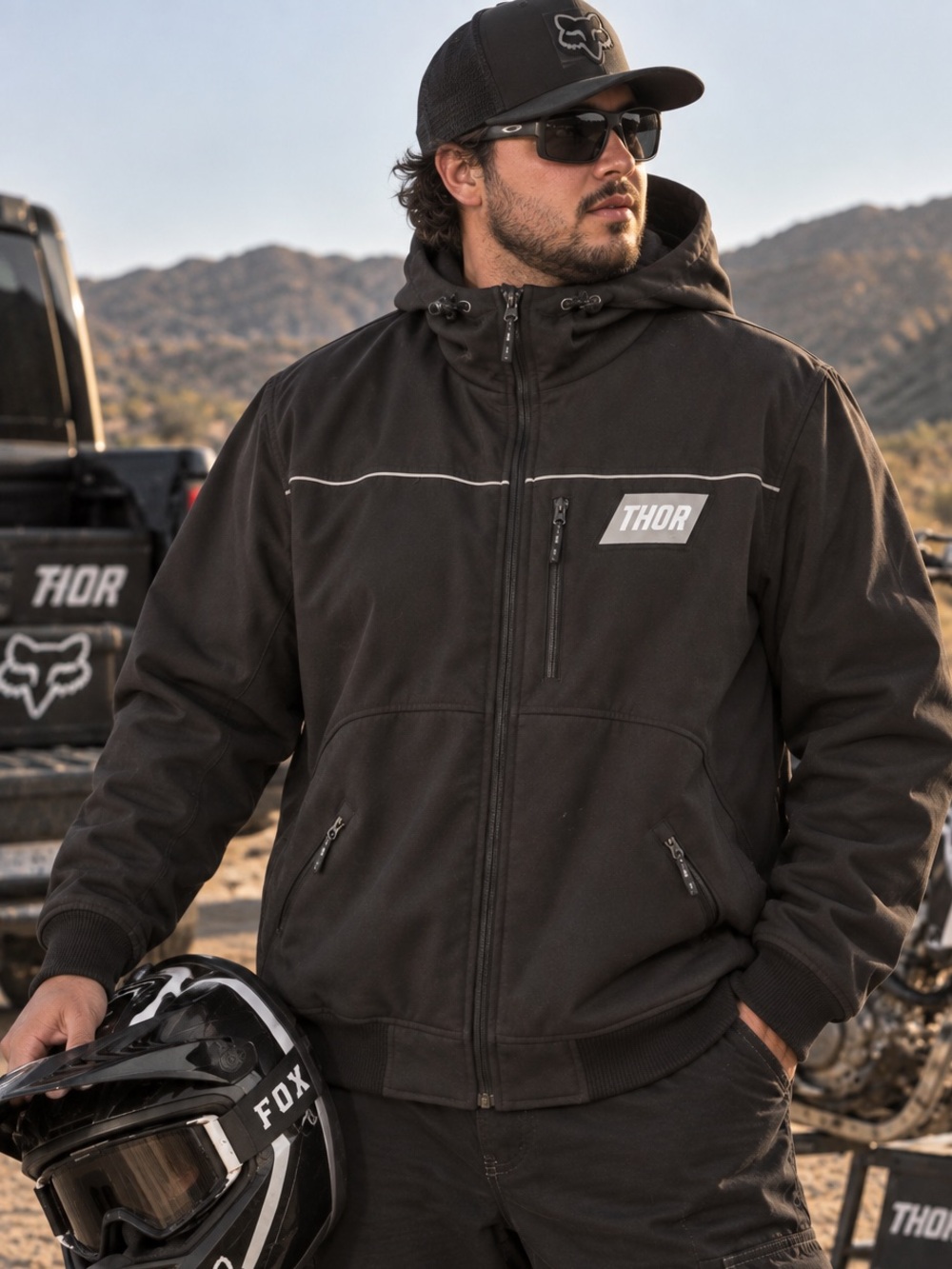 THOR MX Men’s Heavyweight Motocross Riding Jacket Black Dirt Bike Moto